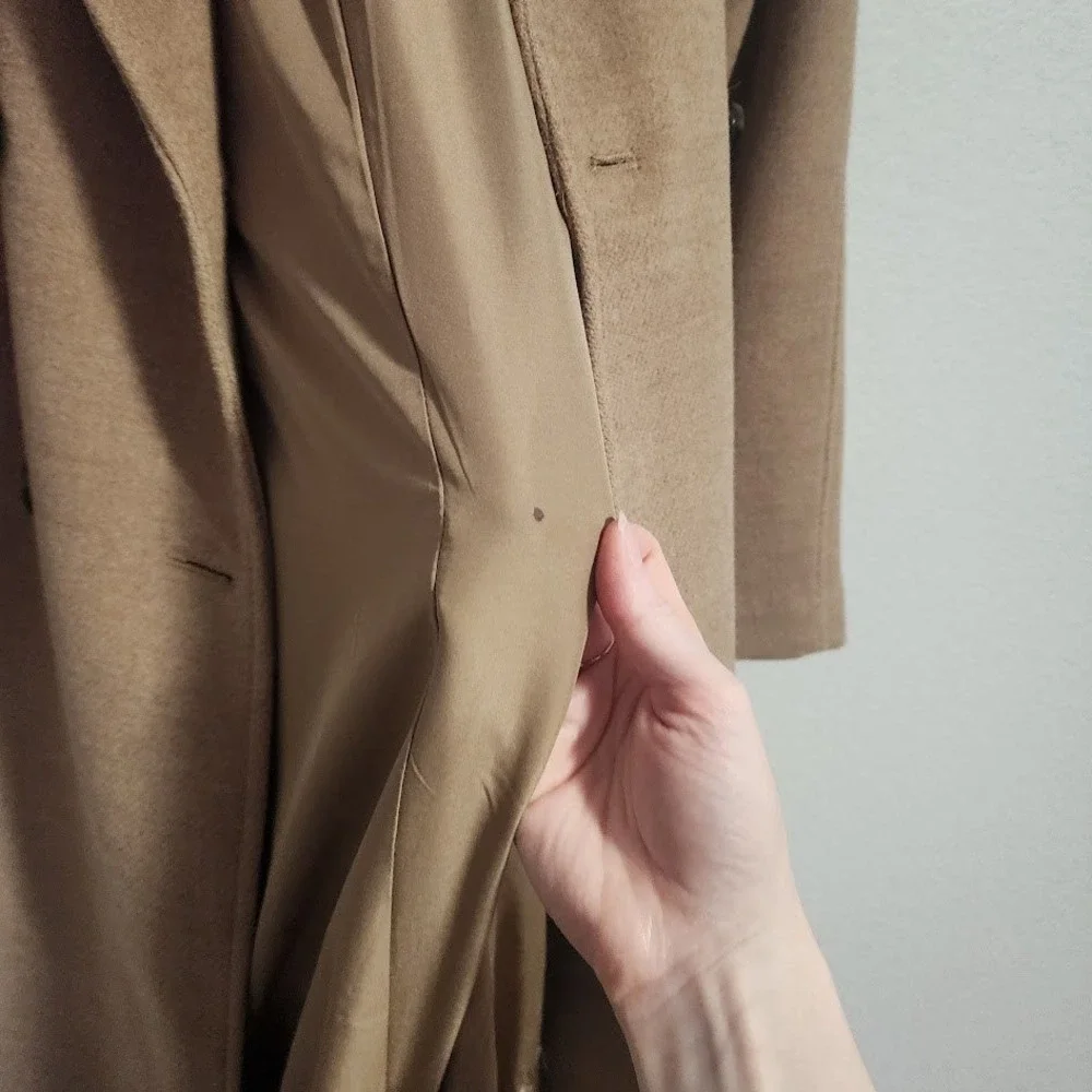 H&M Camel Double Breasted Wool Blend Long Coat‎ Minimalist clean girl XS